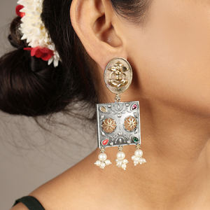 Pendientes Colgantes de Plata Antigua Oxidada Estilo Boho, Regalo para Ella - Product Image 1