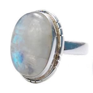 Arco Iris natural piedra lunar plata esterlina bisel hecho a mano ajuste estilo indio anillo clásico eternidad vermeil anillo de mujer - Product Image 5