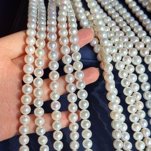 ไข่มุกน้ำจืดเกรด AAA ความเงางามสูง รูปทรงสังเคราะห์ สีขาว ขนาด 5-10 มม. ความยาว 15.5 นิ้ว บรรจุแบบมัด ตรวจสอบโดยผู้เชี่ยวชาญ บรรจุภัณฑ์แบบขายส่ง - Product Image 2