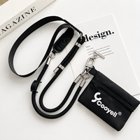 Cordon de téléphone réglable personnalisé à porter en bandoulière avec pochette zippée, sangle mains libres pour mobile et ensemble porte-cartes de voyage