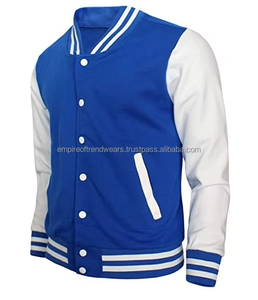 Blouson universitaire homme personnalisé de haute qualité, fin, en laine et cuir enduit, coupe-vent, chauffant, à col montant, vente en gros - Product Image 5