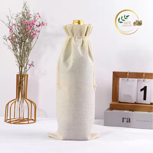 Bolsa de botella de vino de yute impresa personalizada de la mejor calidad con productos textiles y de cuero con asa fuerte - Product Image 1