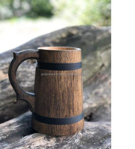 Tasse à bière marron rétro de Style Viking à la main en bambou sculpture sur bois Tankard tasse à bière en chêne durable - Product Image 3