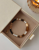 Lot de 15 bracelets personnalisés en pierre naturelle œil de tigre, inspiration automne, tons terreux, perles de culture d'eau douce baroques, bijoux de luxe pour cadeau