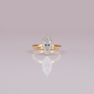 10KT or bijoux fins à la mode Style classique mariage bague de fiançailles Marquise coupe laboratoire cultivé diamant broche lunette réglage IGI - Product Image 1