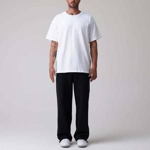 Pantalones de chándal de algodón negros en blanco personalizados, cintura elástica, informales, de pierna ancha, holgados, pantalones de hombre, lavados, rectos, curvos, a rayas - Product Image 4