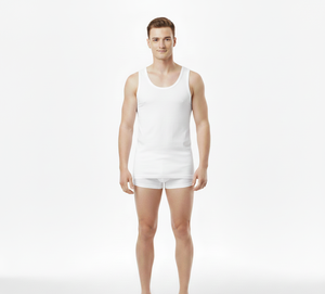 Fresh Morningwear <b>White</b> Cotton <b>Vest</b> <b>for</b> <b>Men</b> Sleeveless Lightweight Breathable Stretch Fabric Created <b>for</b> Daily Ease - Product Image 2