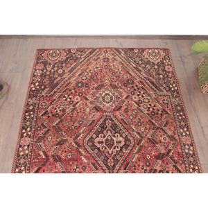 Alfombra Turca Vintage de 4x5.8 pies, Alfombra de Lana con Rayas Rojas - Product Image 4