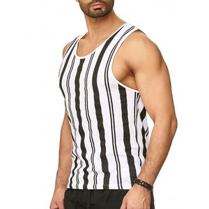 Débardeur pour homme à la vente chaude pour le sport Sans manches Élégant Séchage rapide Meilleur matériau Design rayé Fabriqué en singlet en gros - Product Image 3