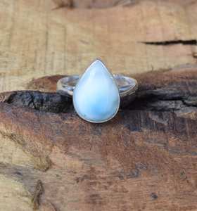 Pear Larimar Ring 925 Sterling <b>Silver</b> Handmade Elegant Gemstone Jewelry Women Fashion Statement Ring Gift - Product Image 2