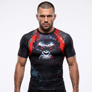 Camiseta Deportiva Ajustada de Manga Corta para Hombre, con Estampado de Gorila, de Secado Rápido, para Entrenamiento de MMA y BJJ, de Poliéster, Elástica, para Adultos - Product Image 6