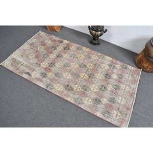 Tapis turc vintage grand 3x5,6 pieds Beige jaune laine avec support en latex Rectangle motif Style Tabriz pour le couloir de la chambre de l'adolescent - Product Image 4