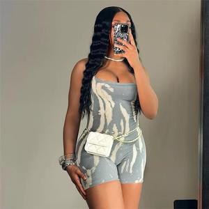 1pcs new fashion Summer Trend Printed Skinny Yoga <b>Rompers</b> Casual Sportswear <b>for</b> <b>Women</b> 2024 Sleeveless Sexy Backless Playsuit - Product Image 4