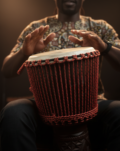 Tambor Djembé Africano SOLOBEAT, Tallado a Mano, Bronce B20, 12 Pulgadas, con Cuerda de Afinación Roja y Negra, Rendimiento Profesional, 15 kg - Product Image 1