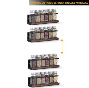 Étagère à épices pour porte d'armoire ou support mural (lot de 4) avec 415 étiquettes d'épices-Étagère d'assaisonnement suspendue en bois pour placard - Product Image 4