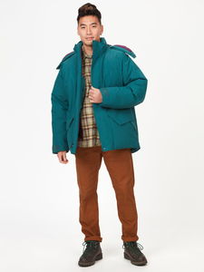 Vestes matelassées en denim longues pour hommes, à capuche, épaisses, d'hiver, légères, coupe-vent, chaudes, vintage, tendance - Product Image 3