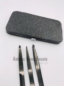 Pinzas profesionales para desplumar el cabello de las cejas, uso de belleza afilado puntiagudo cuadrado inclinado de acero inoxidable sostenible negro - Product Image 4