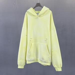 Personalizado 360g de alta calidad agujero rasgado Streetwear Vintage hombres desgastado sol desteñido ácido lavado Sudadera con capucha sudaderas con capucha para hombres - Product Image 3