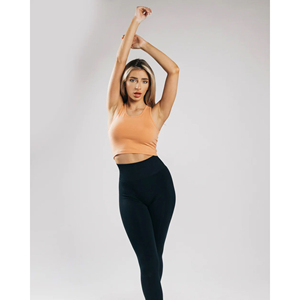 Scoop Neckline Sin mangas Racerback Estilo Long Line Ice Blue Mujeres Fitted Performance Crop Tank Top Venta al por mayor Tarifa OEM - Product Image 5