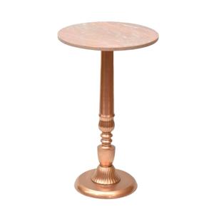 Table ronde avec dessus en marbre et fond en aluminium finition nickel et or métal Table basse ou table d'appoint ronde pour meubles de maison - Product Image 4