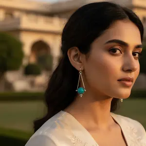 Pendientes de Plata 925 con Turquesa en Forma de Triángulo para Mujer - Product Image 1