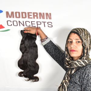 100% cuticule vierge naturelle brute alignée Bodywave Styles de vague profonde en vrac Extensions de cheveux humains de temple indien non transformés - Product Image 6