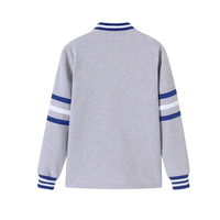 Cardigan universitaire personnalisé en gros avec lettres grecques, patch en chenille, broderie de blason, col en V, boutons, rayures, tricotage, style universitaire