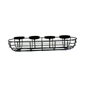 Multi-T Light Section Black PC <b>Iron</b> Metal Wire Candleholder with Basket 3-Section for Home Decoration for Birthday Occasions - Product Image 3