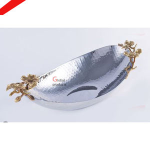 Plateau de service en métal design en forme de citrouille fini argent au look incroyable pour hôtel et restaurant - Product Image 4