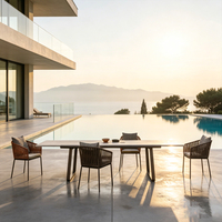 Table à manger extérieure avec cadre en aluminium, plateau en pierre frittée pour hôtel, qualité commerciale, direct d'usine