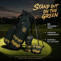 Sac de golf en cuir PU avec support, 14 compartiments pleine longueur, brodé et imprimé, sac de transport pour clubs, fabricant direct de sacs de golf, vente en gros