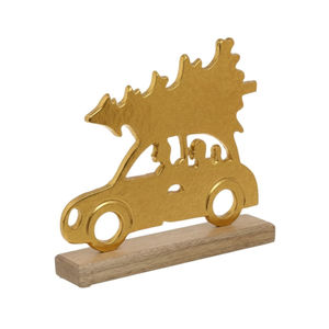 Classic Decorative Gold Hammered Brass <b>Christmas</b> <b>Tree</b> Figurine With <b>Wooden</b> Base Tabletop Home Decor Ornament At Best Price - Product Image 6