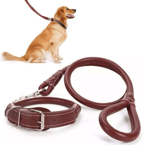 Ensemble de laisse et collier pour chien en cuir robuste pour petit, moyen et grand animal de compagnie Laisse souple et réglable pour chats et chiens Fournitures pour animaux de compagnie - Product Image 4