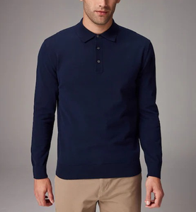 Polo de Manga Larga para Hombre, Directo de Fábrica, Calidad Premium, Piqué, 50% Algodón/50% Poliéster, 220 GSM, Corte Regular, Puños y Dobladillo Acanalados - Product Image 4