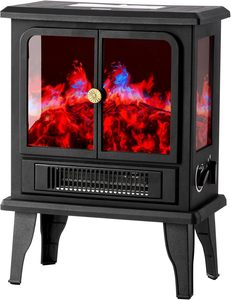Cheminée électrique autoportante vintage à 3 faces, 750W/1500W, chauffage portable avec flamme réaliste pour la maison - Product Image 1