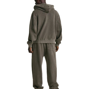 2025 último logotipo personalizado bordado de alta calidad 100% algodón francés Terry Sudadera con capucha de gran tamaño Streetwear sudaderas con capucha lavado frente sólido - Product Image 3