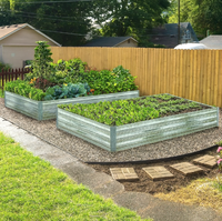 Lit de jardin surélevé en acier durable 8x4x1FT jardinières ondulées modulaires boîtes de jardin pour légumes, fruits et décoration