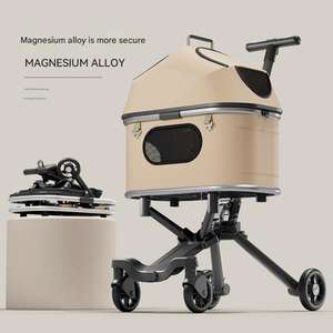 Sıcak satış katlanabilir hafif açık evcil hayvan arabası 4-Wheel taşıyıcılar için büyük/küçük köpekler/kediler orta örgü kafes plastik - Product Image 1