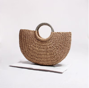 Bolso de mano de paja tejida de primera calidad - Bolso de paja con asa superior - Bolsos de playa de macramé de verano directamente del proveedor indio - Product Image 2