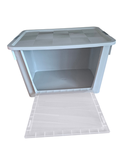 Boîte de rangement en plastique XL avec couvercle et porte latérale - 58x41x36cm Gris - Product Image 2