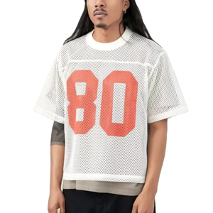 Camiseta Ligera de Malla Cuadrada, 180g, Jersey, Hombros Caídos, Transpirable, Ligera, de Secado Rápido, Impresión de Logotipo Personalizado, OEM - Product Image 1