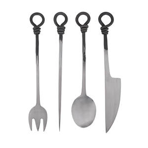 Ensemble de couverts médiévaux tendance, forgé à la main, en acier inoxydable 430, ensemble de couverts de fête, ensemble de couverts faits à la main sur mesure avec du cuir - Product Image 1