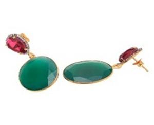 Boucles d'oreilles en argent Sterling 925, Onyx vert, rubis, Quartz et CZ, forme ovale, nouvel arrivage - Product Image 1