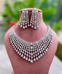 Hot Selling White <b>Silver</b> 100% Lab Grown Diamonds High Quality Necklace <b>Earrings</b> Set 925 Sterling <b>Silver</b> Diamond <b>Chain</b> Jewelry - Product Image 2