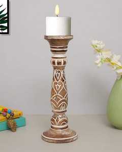 Candelabro de madera para velas de cera de Pilar, candelabro sin llama, candelabro de socorro, regalo Ideal para fiesta de boda, regalo para el hogar - Product Image 1