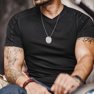 Camiseta de cuello redondo de punto de algodón 100% con estampado de pantalla de seda para hombres Hip Hop Street Painting personalidad colores brillantes camiseta de moda - Product Image 2