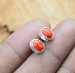 925 Solid <b>Sterling</b> <b>Silver</b> <b>Stud</b> Earrings Carnelian Gemstone Handmade Girls & Women's <b>Stud</b> Earrings <b>Silver</b> Jewelry - Product Image 2