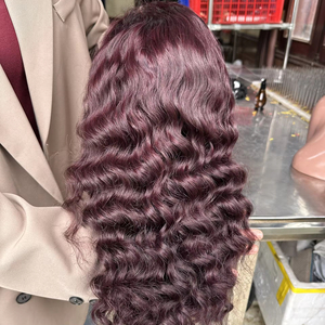 ขายส่งดิบเวียดนามพม่าผม Virgin ธรรมชาติหยักผมผู้ขาย, หนังกําพร้าเบอร์กันดีชิดวิกผมมนุษย์ดิบ - Product Image 1