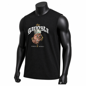 Camiseta sin Mangas con Diseño Personalizado para Hombre, Estilo Hip Hop Urbano, Camiseta Deportiva de Algodón, Moda Urbana, Venta al Por Mayor OEM - Product Image 3