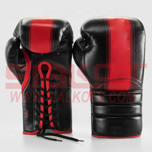 Factory Custom Professional Lace Black Leather Red Color Weight Material Boxing Gloves - Product Image 2